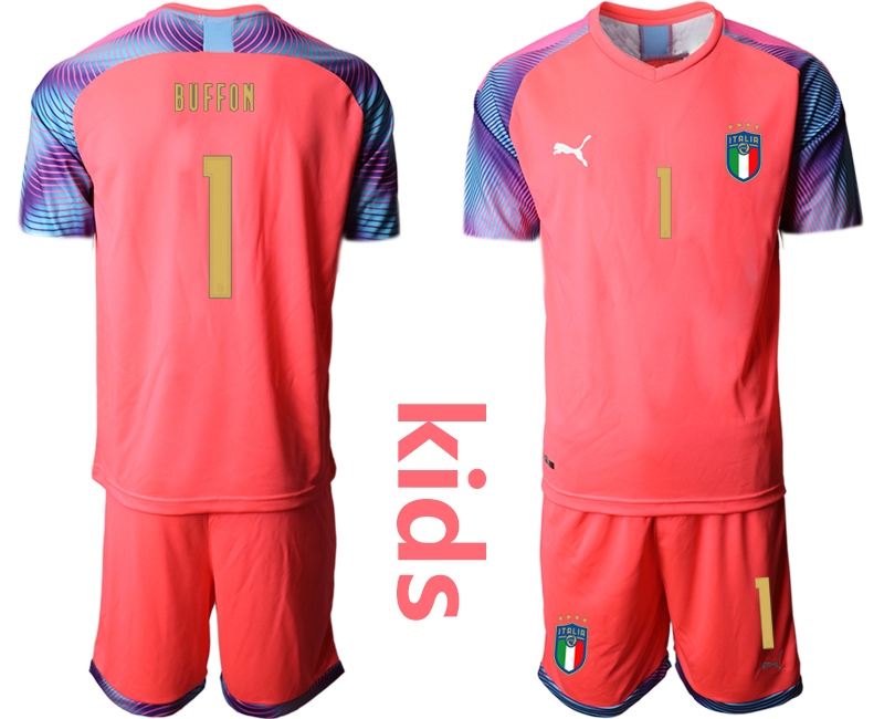 Youth 2021 European Cup Italy pink goalkeeper #1 Soccer Jersey